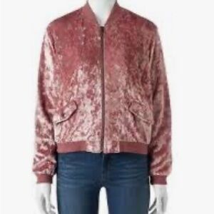 Cloud Chaser women’s sz L Rose Velvet Bomber Jacket party holiday